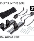 Components of Dual Pack Ceiling Bike Hoists For Garage Storage, Heavy Duty Bicycle Lift With Safe Lock shown with rope and screws