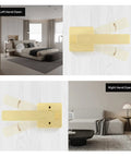 Gold Door Knob Set 5 Pack With Sleek Boss Look Corner Design Keyless Passage Handles installed on modern doors