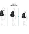 Illustration of three figures wearing Do It All Swim And Sports Backpack 30L Navy Blue For Men And Women Multisport Daypack