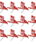 10 Pack Multi Cable Staples With Steel Nails, Non Metallic Push In Install Fix Hold Power Cords Wires Easy Secure No Drill Necessary Durable Recycled Plastic Home Organization Fast Setup Awesome For Cords Management, red clips displayed with metal nails.