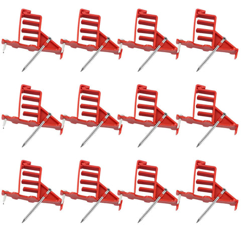 10 Pack Multi Cable Staples With Steel Nails, Non Metallic Push In Install Fix Hold Power Cords Wires Easy Secure No Drill Necessary Durable Recycled Plastic Home Organization Fast Setup Awesome For Cords Management, red clips displayed with metal nails.