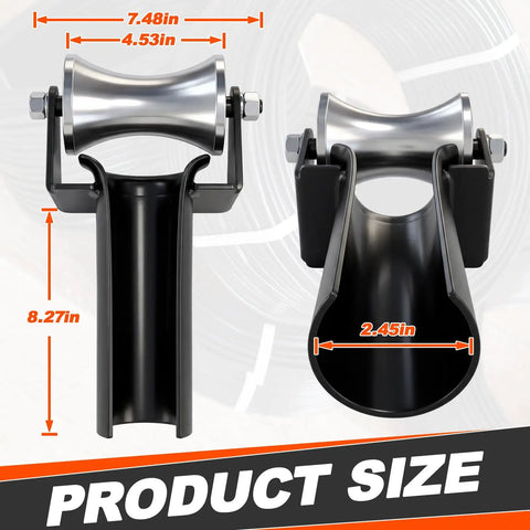 Heavy Duty Cable Puller Sheave for 2 Inch Conduit Pro Grade Steel Pulleys with Product Dimensions Displayed