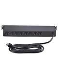 8-Outlet 1U Switched Rack Mount PDU With Individual On Off Outlets 125V 15A NEMA 5-15R 8-Foot Power Cord TAA Compliant Ideal For Server Rooms And Small Data Centers front view