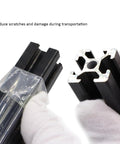 Hands holding 4 Piece 400mm 20 Series Aluminum Extrusion Profiles 2020 European Standard T Slot Rails with plastic wrap
