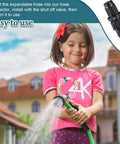 Garden Expandable Hose Repair Kit With Faucet Adapters And Connectors 4 Sets Includes Shut Off Valves And 8 Rubber Gaskets in use by child