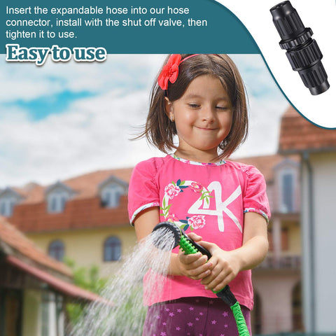 Garden Expandable Hose Repair Kit With Faucet Adapters And Connectors 4 Sets Includes Shut Off Valves And 8 Rubber Gaskets in use by child