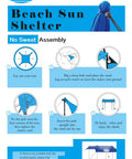 Family Friendly Beach Tent Canopy Sun Shade 10x10 Ft Portable Wind Resistant Shelter setup guide illustration