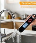 Digital Meat Thermometer With Countdown Timer For Kitchen And Outdoors, Ultra Fast 3-Second Readings, washing under faucet