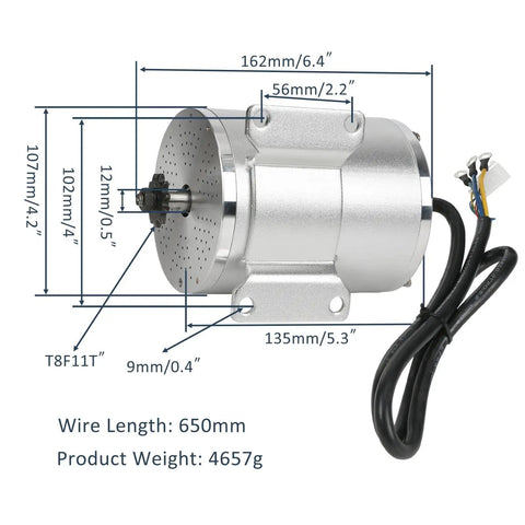 Detailed dimensions of 72V 3000W electric motor from 32 Inch Go Kart Rear Axle Kit With Steering Parts And 72V 3000W Electric Motor Kit