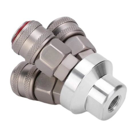 Heavy Duty 3 Way Quick Coupler For Air Tools And Pneumatic Systems With Chrome Plated Finish G One Quarter Inch Thread Carbon Steel Female