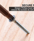 Close-up of screw being driven into wood using Wood Screws Assortment Kit With Organizer Box For Wood And Drywall, 190 Pcs PosiDriv Flat Head Sheetrock Screws, 6 Sizes Including 3/4 Inch, 1 Inch, 1-1/4 Inch, 1-1/2 Inch, 2 Inch, 2-1/2 Inch - DIY Friendly.