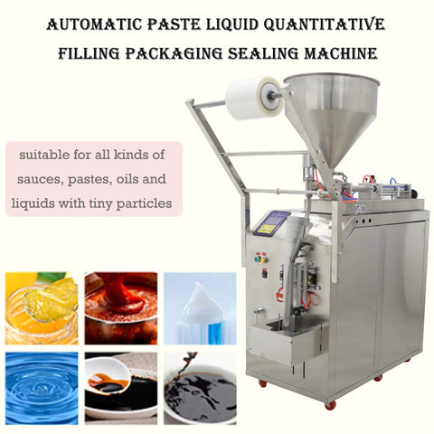 Straight Up Heavy Duty Automatic Paste And Liquid Filler With Quantitative Sealing System 10 To 100 Ml Capacity Stainless Steel Build for liquid packaging machine.