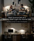 Legit Rechargeable Solid Wood Wall Sconces, Set Of Two Magnetic Bedside Reading Lights, Zero Wire Hassle, Built Tough LED Fixtures With A Totally Sweet Glow For Any Room in living room and workspace.