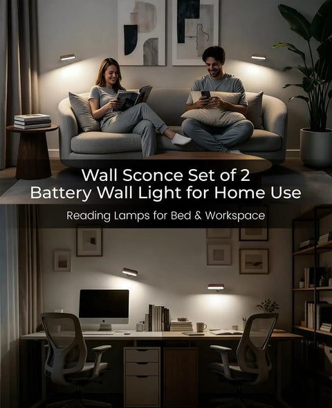 Legit Rechargeable Solid Wood Wall Sconces, Set Of Two Magnetic Bedside Reading Lights, Zero Wire Hassle, Built Tough LED Fixtures With A Totally Sweet Glow For Any Room in living room and workspace.