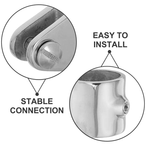 22mm Stainless Steel Bimini Top Jaw Slide Connector For Boats And Patios, corrosion resistant marine hardware, close-up install view