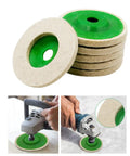 Get Your Gear Ready With These Six Premium Wool Felt Polishing Wheel Discs Perfect For 95 Or 100 Angle Grinders And Crushing Metal Marble Or Brass Like A Boss In Workshops Without Burning Out, stack of six wool discs.