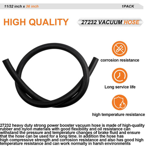 Heavy Duty Brake Booster Vacuum Hose 11 32 Inch Inner Diameter 9mm 3 Foot Length 85 PSI Working Pressure Replacement Vacuum Line