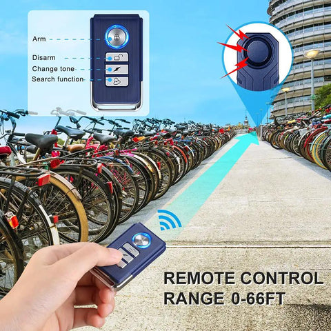 Beefed Up Wireless Bike Alarm With 113dB Siren Anti Theft Motion And Vibration Sensor Waterproof Motorcycle And Bicycle Security Alarm System With Remote Adjustable Volume And Sensitivity