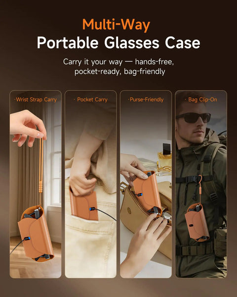 Portable Magnetic Charging Case For Ray Ban Meta Smart Glasses Gen 1 And Gen 2 One Hand Fast Carry Options Display
