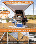 Upgraded SUV Tailgate Tent With Poles And Stakes Built For Epic Tailgates And Car Campouts Stable Steel Frame Shelter Waterproof And Windproof Hatchback Awning Universal Fit For SUV Van And CUV Easy Setup Portable in outdoor setting