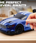 Close-up of Dope High Speed 4WD Drift RC Car With LED Lights, Dual Batteries, 1:24 scale, protective film being removed