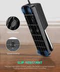 Bottom view of sustain pedal for keyboards and digital pianos with polarity switch, non-slip mat, screw groove, universal compatibility