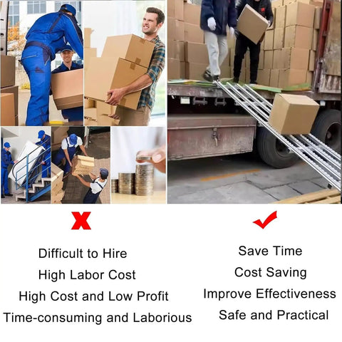 Ace Of The Dock Portable Gravity Conveyor Belt 16 Inch Wide 4 Foot Foldable Frame in use for warehouse cardboard transport.