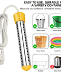 Portable 1500W Submersible Immersion Water Heater With 304 Stainless Steel Guard for Buckets Heats 5 Gallons 120V Electric Bucket Warmer