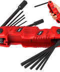 Your Go To 11 Piece Folding Hex Key Set SAE Three Thirty Seconds To One Half Inch Heavy Duty Allen Wrench Set Portable Red