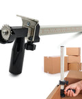 Box Resizer Tool With Scoring Wheel For Cardboard Boxes And Shipping Boxes, shown with measuring guides and sharp scoring blade.