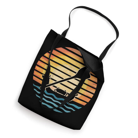Black Dragon Boat Paddler Tote Bag For Dragonboating Teams And Fans Race Day Gear featuring sunset and paddling graphic