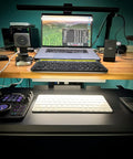 Under Cabinet LED Lighting 12 Inch Light Strip Bar Daylight White 5000K Dimmable illuminating a desk setup with keyboard