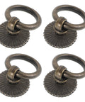 Vintage Style Ring Pull Cabinet Handles 4 Pack Antique Bronze Drawer Pulls For Dresser Kitchen Cupboard Wardrobe Furniture Hardware With Single Hole Easy Install Durable Alloy Construction Old School Vibe