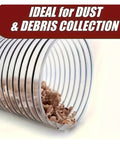 Shop Tough 50Mm PVC Vacuum Hose For Dust Extractor Woodworking Rig Heavy Duty Flexible Clear Bellows Suction Tubing For Industrial Dust Collector And Clean Workspace Daily Grind with visible debris inside.