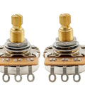 Electric Guitar And Bass Potentiometers Set Of 2 With Full Brass Shaft 6mm Split Shaft 18 Spline Coarse Pots Audio Taper