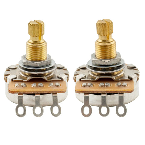 Electric Guitar And Bass Potentiometers Set Of 2 With Full Brass Shaft 6mm Split Shaft 18 Spline Coarse Pots Audio Taper