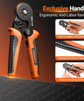 Ferrule Crimping Tool Kit With Portable Case, Square Crimp Pliers For AWG 23-7, ergonomic handle and grip displayed.