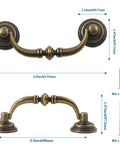 Antique Drop Bail Drawer Pulls 4.5 Inch Long 88mm Center To Center 3.5 Inch Vintage Bronze Cabinet Pull Handles dimensions view