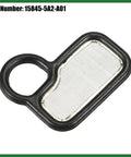 Honda CR V And Accord Solenoid Gasket Spool Valve Filter Screen Replacement Kit OE 15845 5A2 A01 close-up view, rubber frame