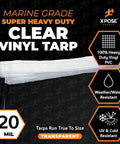 Clear Vinyl Tarp 10 Ft By 15 Ft, Heavy Duty 20 Mil Waterproof PVC Tarpaulin With Brass Grommets, Marine Grade Features