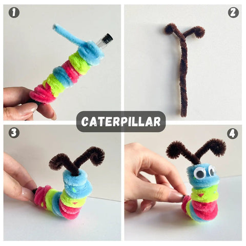 200 Piece Bulk Pipe Cleaners Craft Kit For Kids With Multicolor Chenille Stems 12 Inch Long 6mm Wide Ideal For Arts And Crafts Projects Diy Room Decor Christmas Decorations And Fidget Toy Gifts Ages 5 To 7 caterpillar craft steps