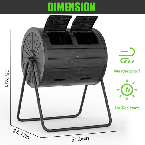 Outdoor Compost Bin Tumbler With Resin Construction No Fuss Ventilated Waterproof And UV Protected For Garden Kitchen And Yard