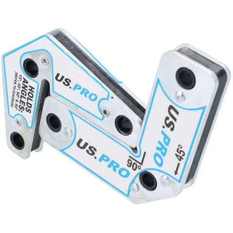 Magnetic Welding Magnets Positioning Kit Four Pack With Angled 15 45 60 90 Degree Jigs in use at 90 degrees