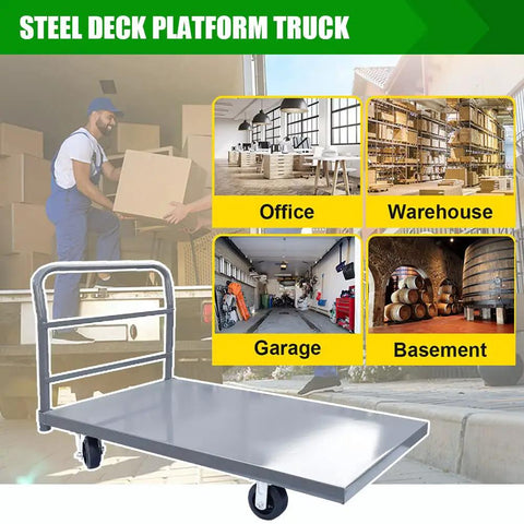 Heavy Duty Steel Platform Truck With Smooth Deck 60X24 Industrial Flatbed Dolly 2000 Lb Capacity Rugged Cart Designed To Haul Your Gear No Sweat On Shop Floors
