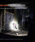 Beast 3000 Lumen Rechargeable Tactical Flashlight illuminating dark area with strobe light in emergency scenario