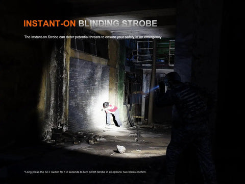 Beast 3000 Lumen Rechargeable Tactical Flashlight illuminating dark area with strobe light in emergency scenario