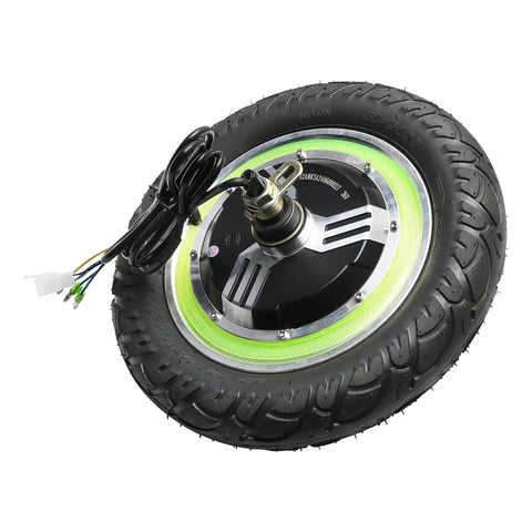 Killer 12 Inch 36V 500W Brushless Hub Motor Rear Wheel Conversion Kit With Pneumatic Tire And Disc Brake For Electric Scooters side view with wiring