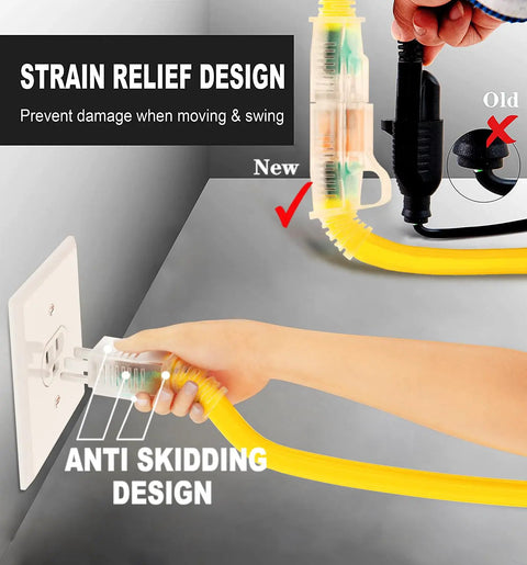 Tough As Nails Heavy Duty Outdoor Extension Cord 100 Ft Waterproof with Lighted End strain relief and anti-skidding design