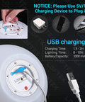Close-up of 8 Inch LED Night Light Ball With Remote base showing USB charging port and folding handle detail.
