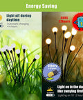 Comparison of Solar Garden Lights Outdoor 2 Pack 16 LED Firefly String Lights Waterproof in daylight and at night